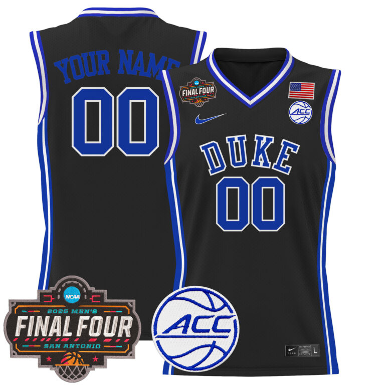 Men Duke Blue Devils 2025 Final Four Patch NCAA black Custom Jersey->customized ncaa jersey->Custom Jersey